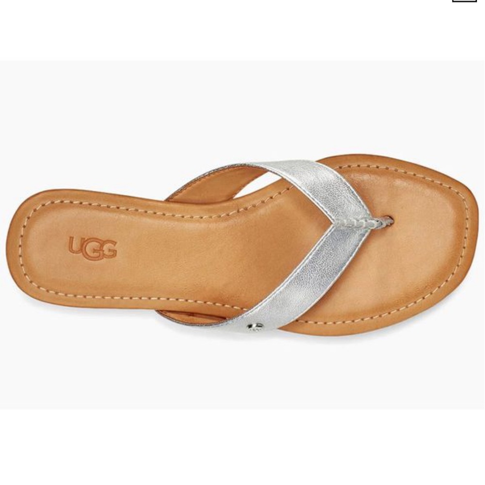 New UGG Toulumne Square Toe Sandal Silver Leather